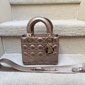 SOLD ❌Christian Dior Metallic Calfskin Cannage Small Lucky Badges My Lady Dior